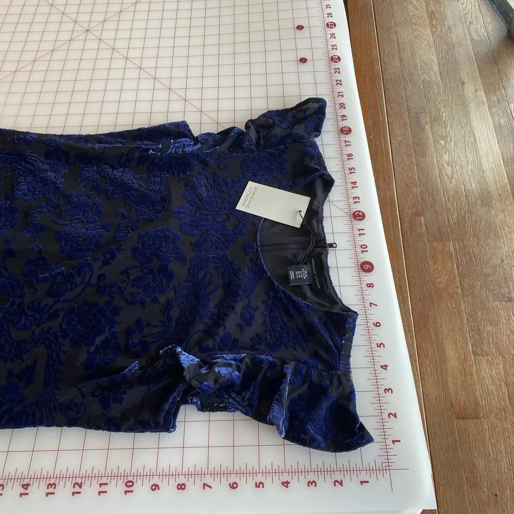Adrienne Vittadini new w/ tags velvet navy blue & black floral dress size xs
